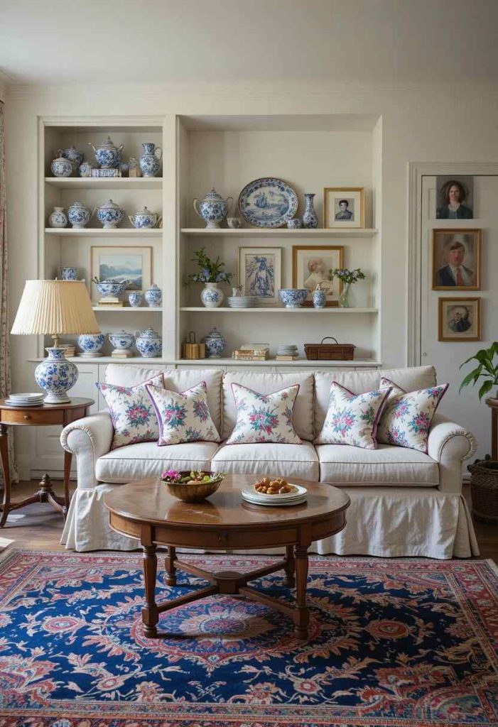 The Grandmillennial Modern Living Room: Skirted Furniture, Florals, and Nostalgic Charm