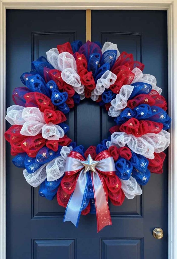Patriotic Deco Mesh Wreath