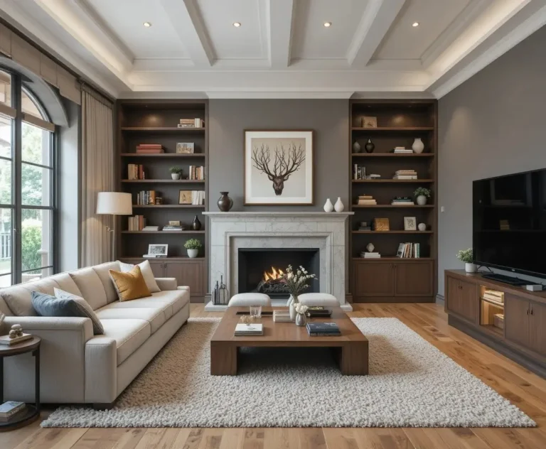 living room with built in shelves living room look