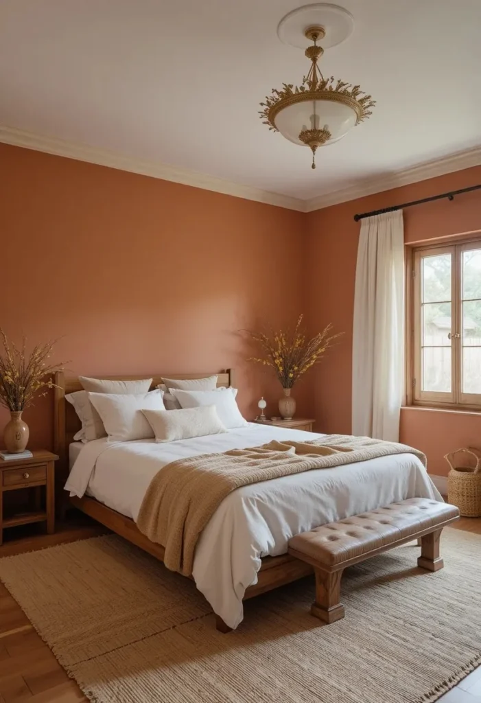 earth toned moody bedroom ideas with warm neutrals and natural textures