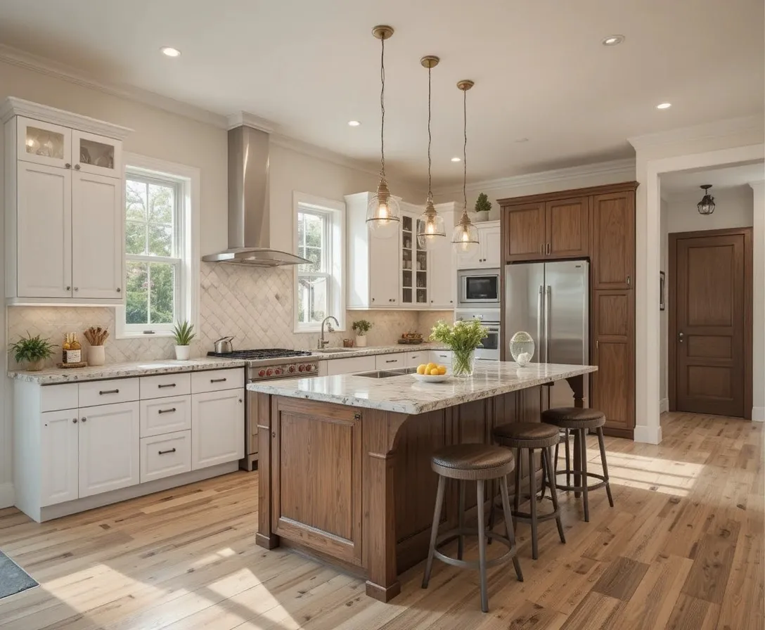 l shaped kitchen with island look