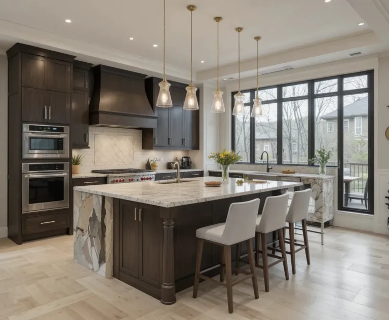 u shaped kitchen with island look