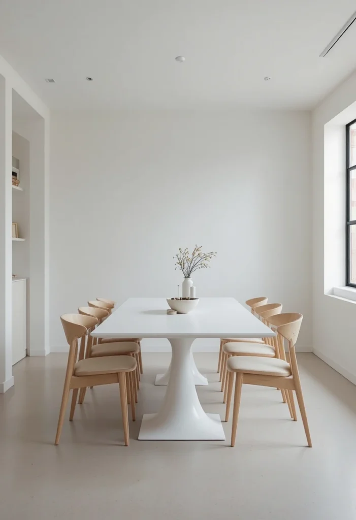 Minimal dining room table with clean lines and simple modern styling