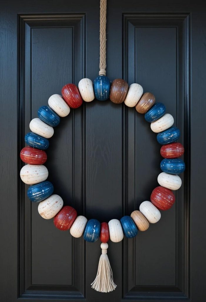 Wood Bead Garland Wreath