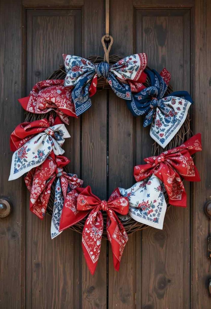 Vintage Americana Bandana Wreath
