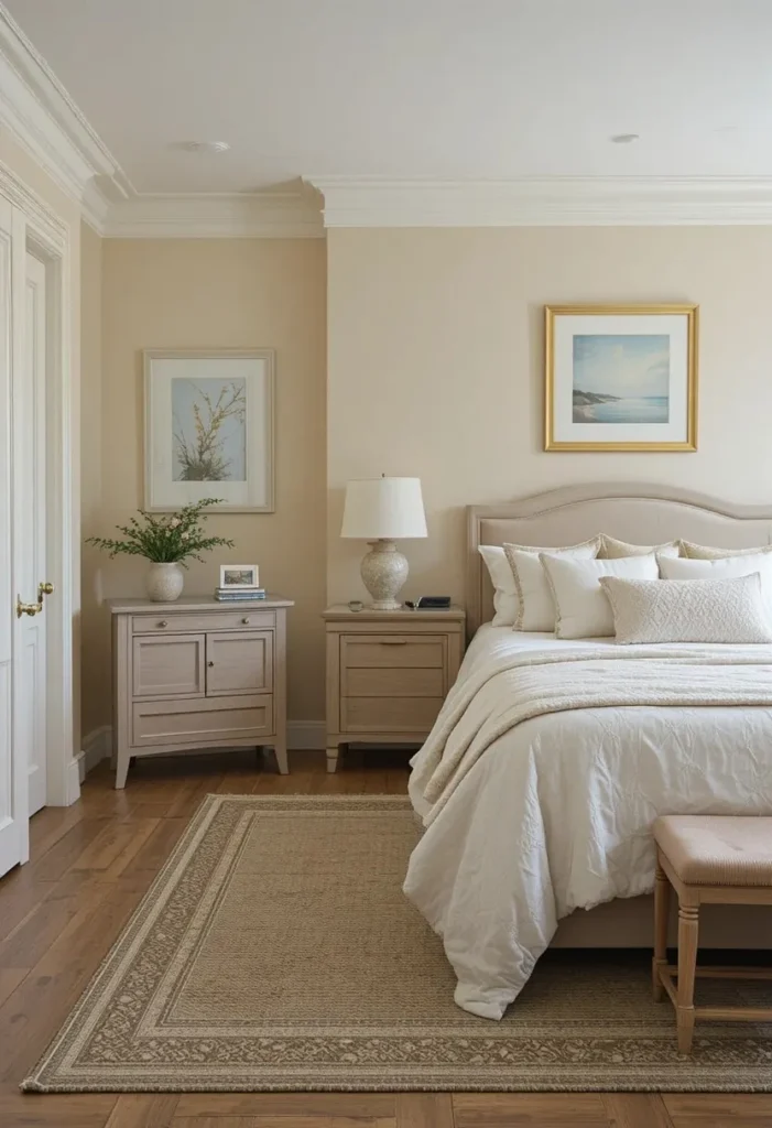 Neutral sandy tones in a coastal bedroom design