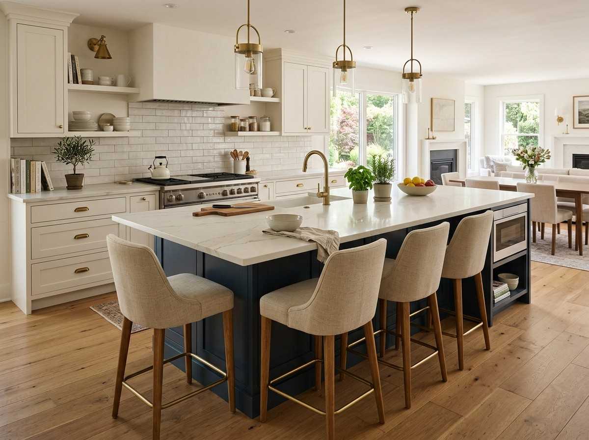 Kitchen with bar stools island look