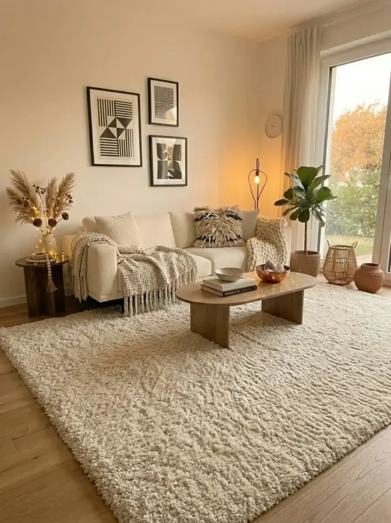 Soft plush rug creating a cozy and comfortable living room setting