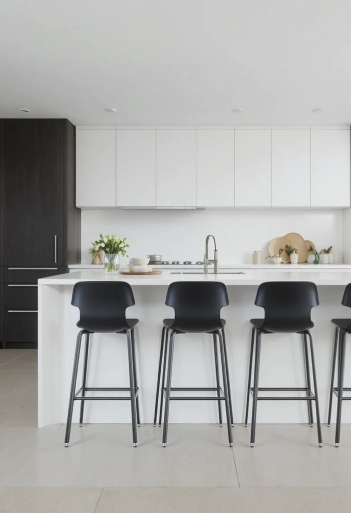 Minimal bar stools kitchen island ideas with clean lines and modern simple design