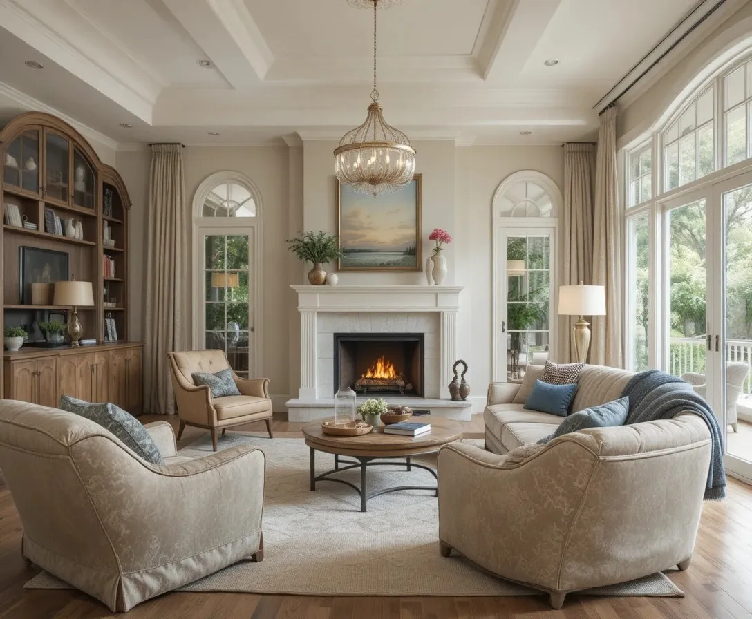 beautiful living room with fireplace look
