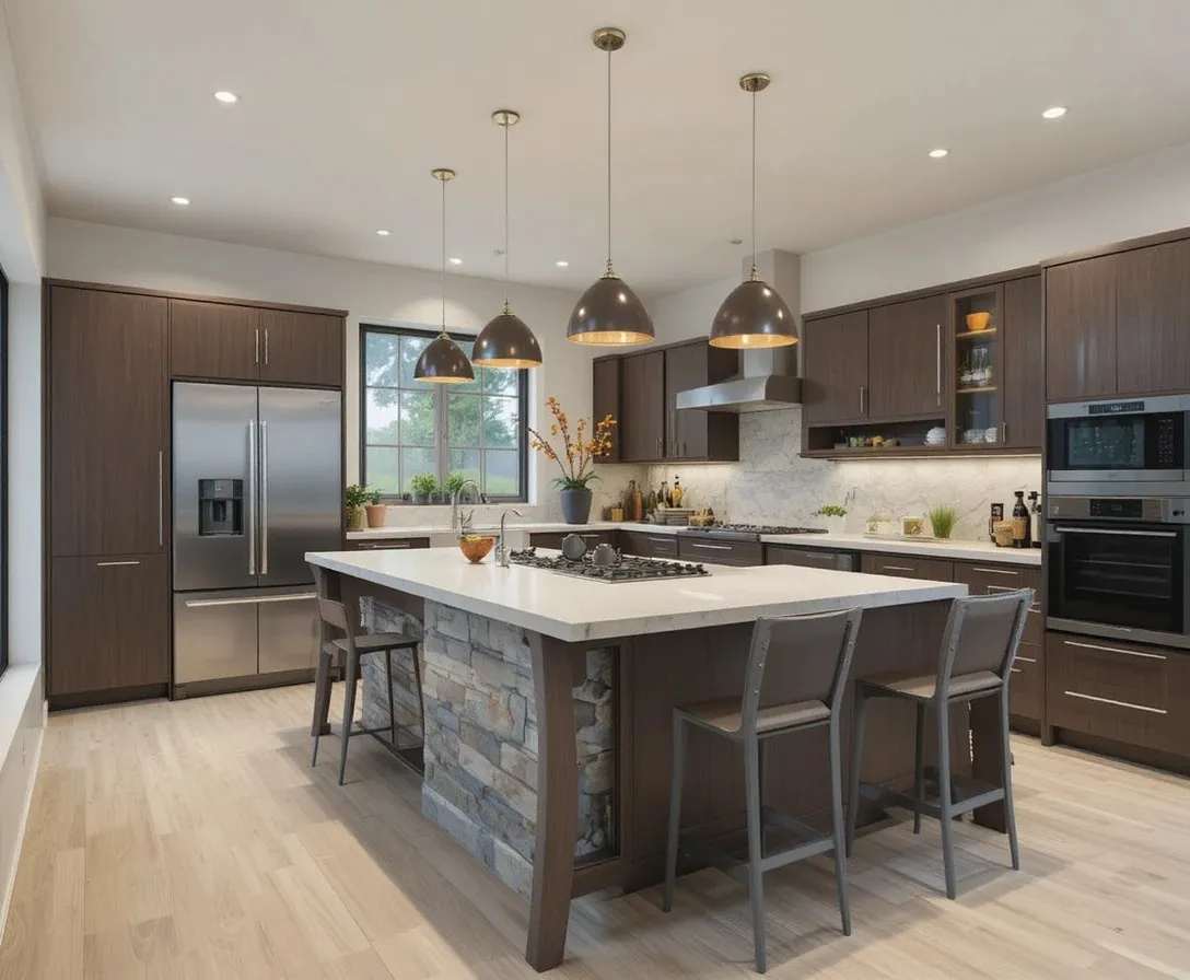 one wall kitchen with island look