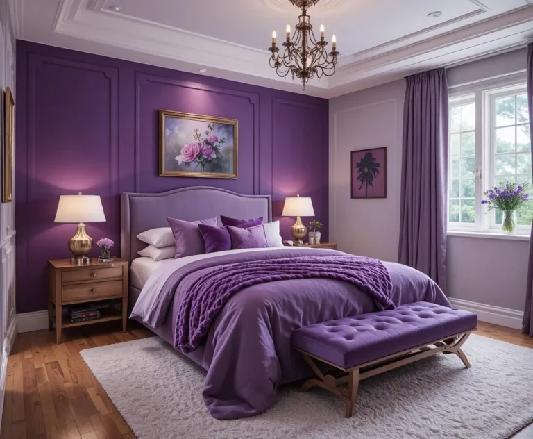 beautiful purple bedroom look
