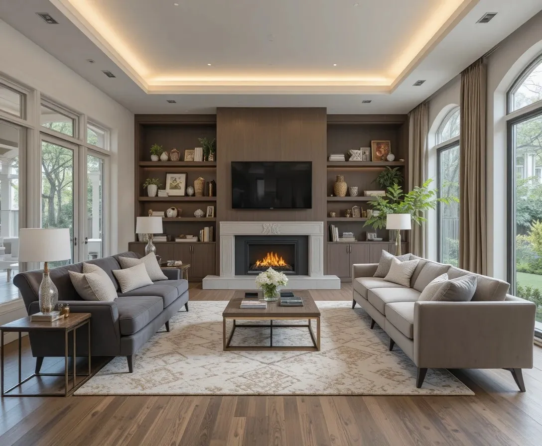 Beautiful full view of sunken living room look
