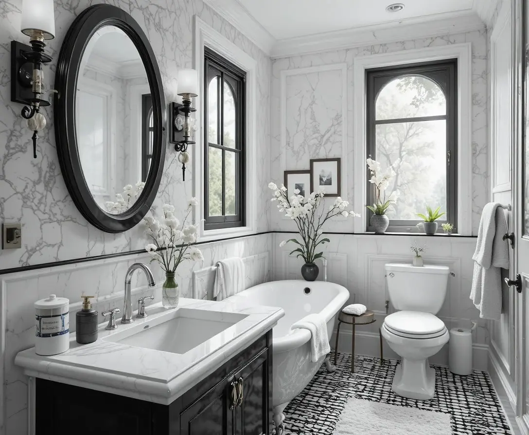 black and white bathroom beautiful look