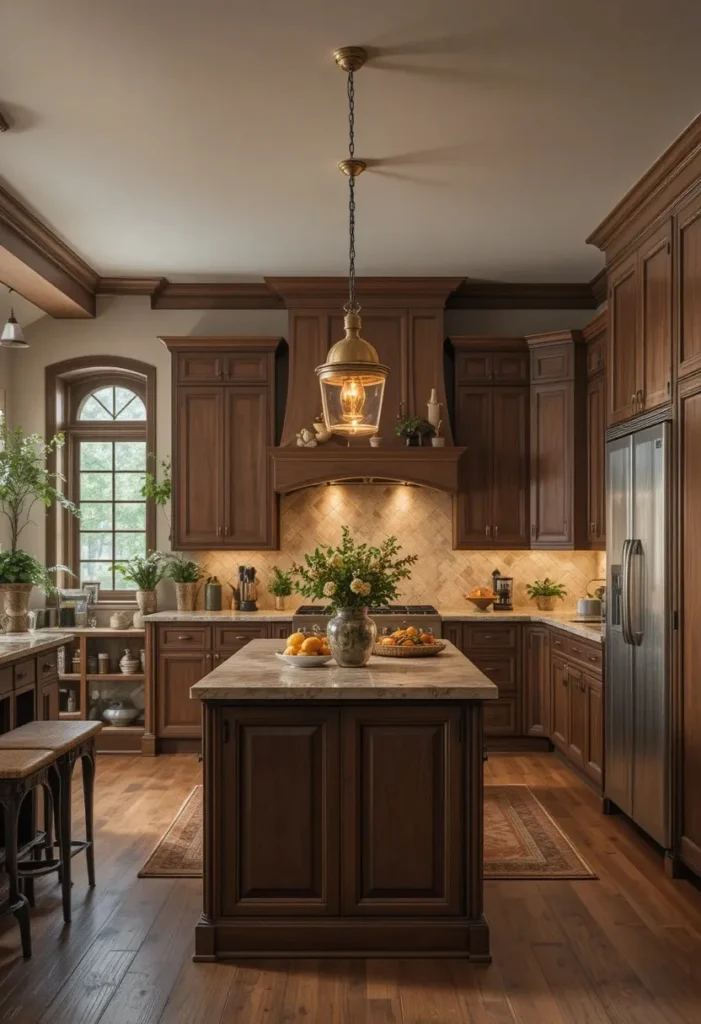 Brass kitchen island lighting adding warmth and elegance