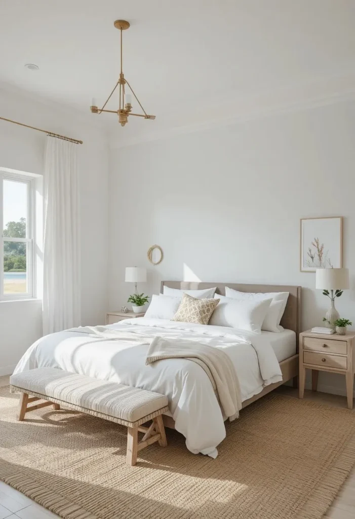 Minimal beach bedroom with clean coastal decor
