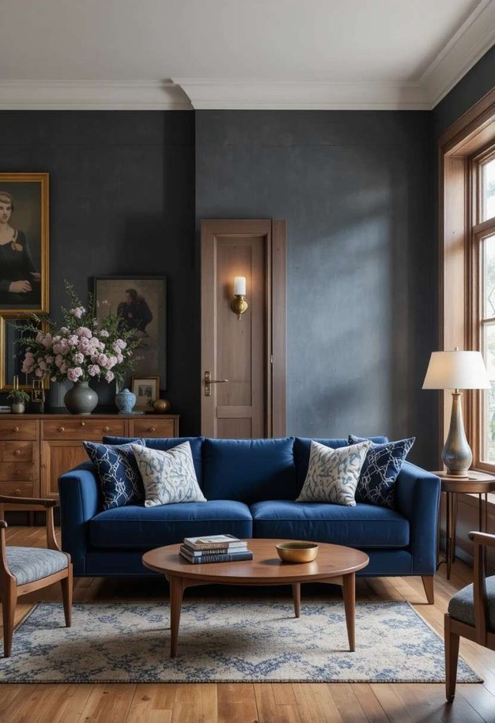 Pair Navy With Warm Wood