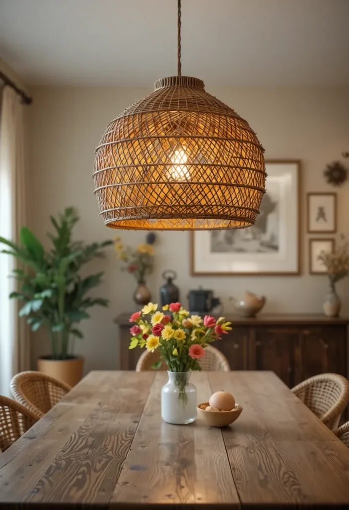 Try a Rattan or Woven Fixture
