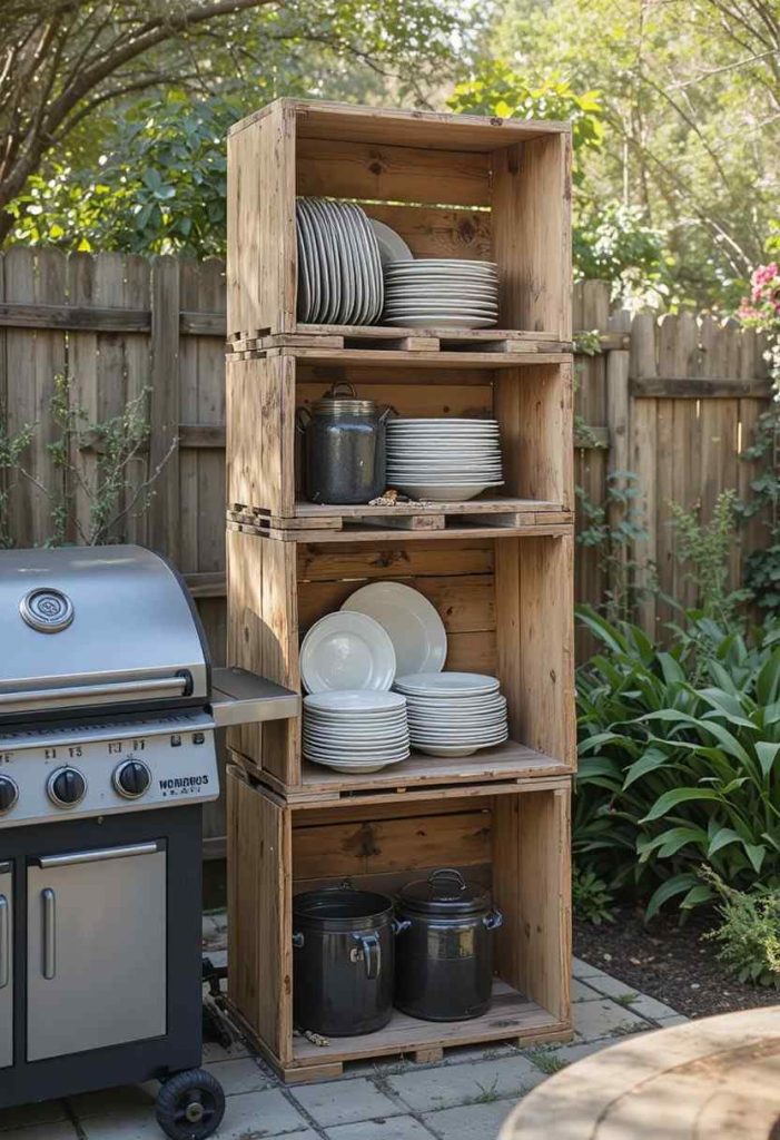 Stack Wooden Crates for Storage