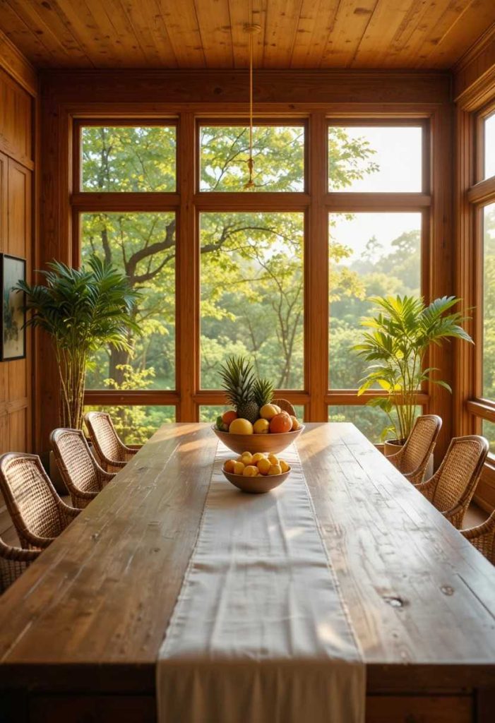 Ground the Home in Warm Teak Wood
