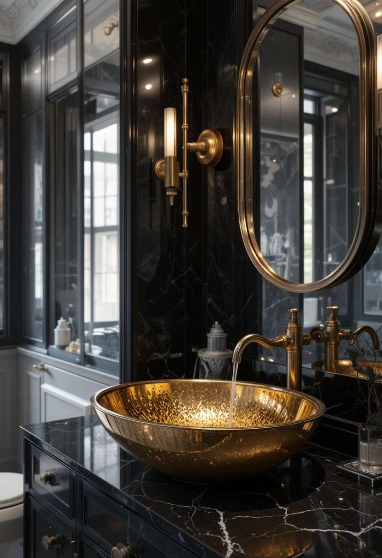 23 Black and Gold Bathroom Decor Ideas for a Glamorous, Luxe Look