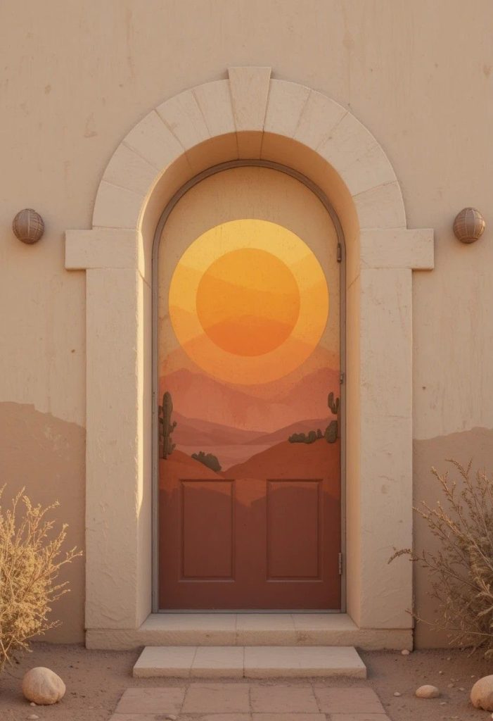 Painted Half-Moon Arch Door