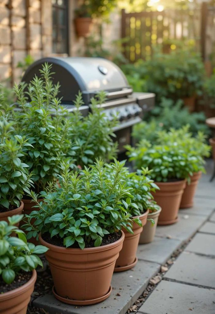 Plant Herbs and Pots Nearby