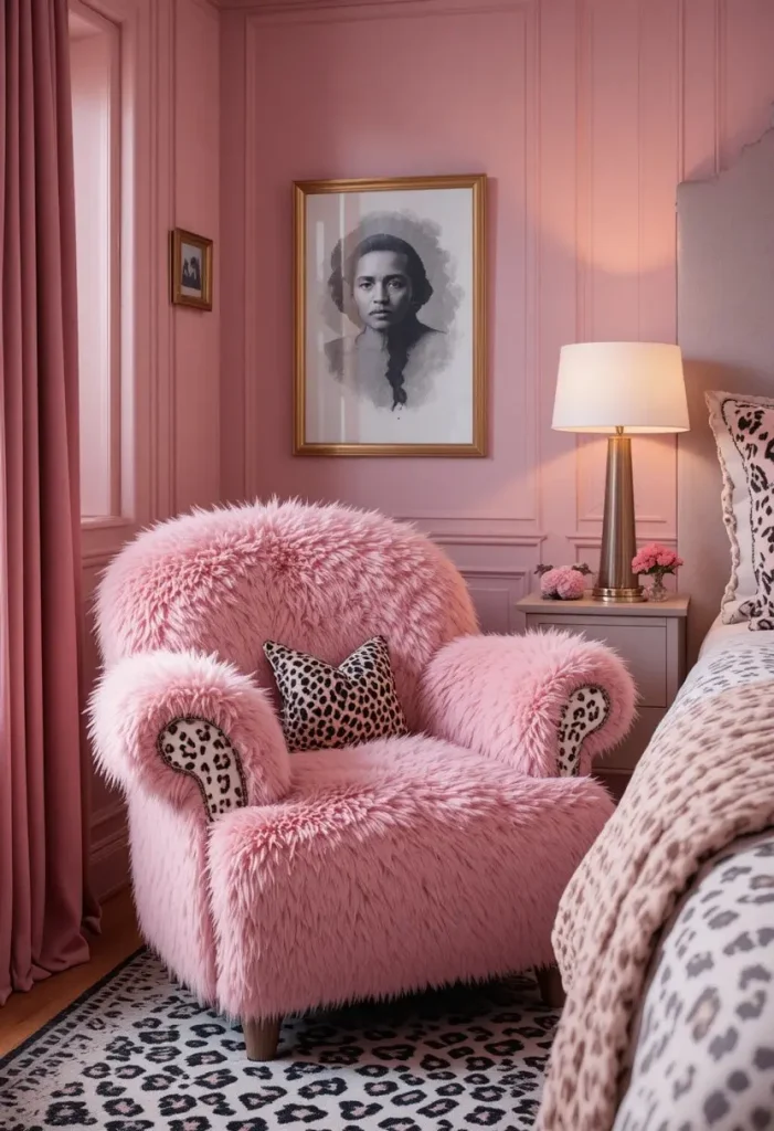 Add a Pink Faux Fur Chair