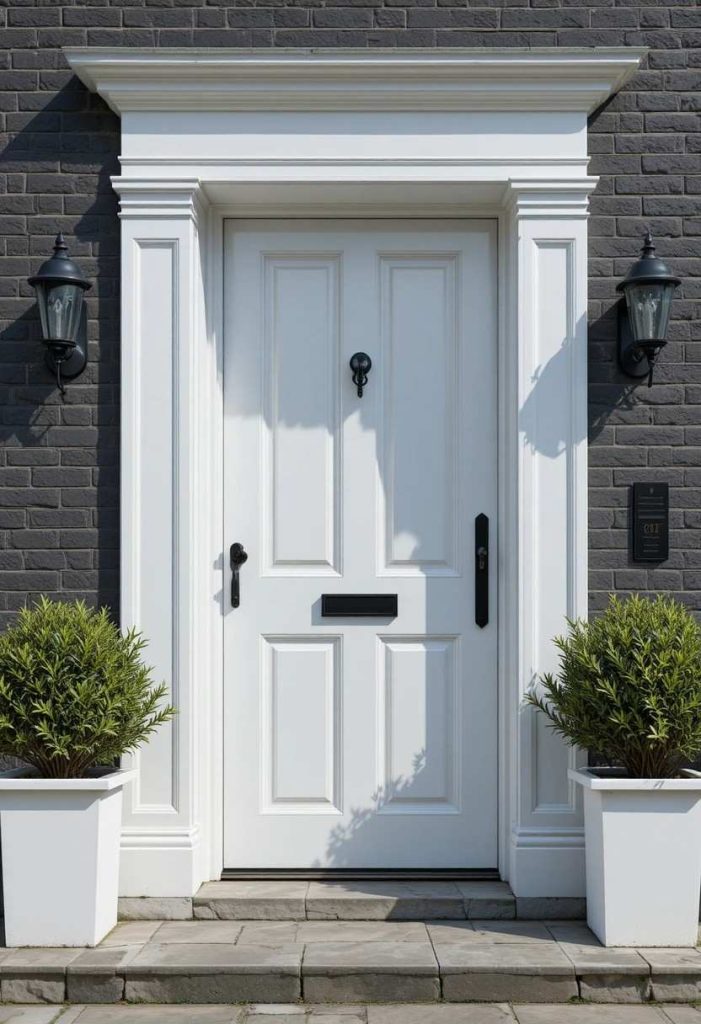 High-Gloss White Door with Black Hardware