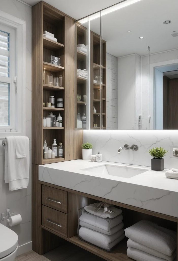 Add Hidden Storage Behind Mirrors