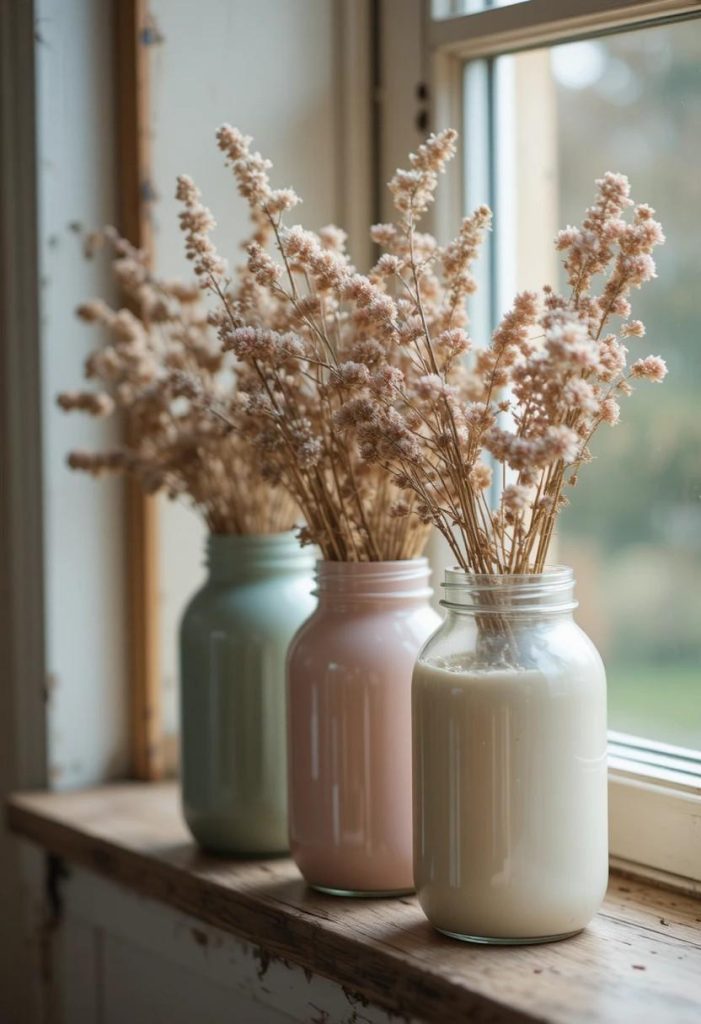 Painted Mason Jar Vases