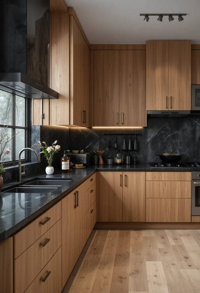 Add Warm Wood Cabinets
