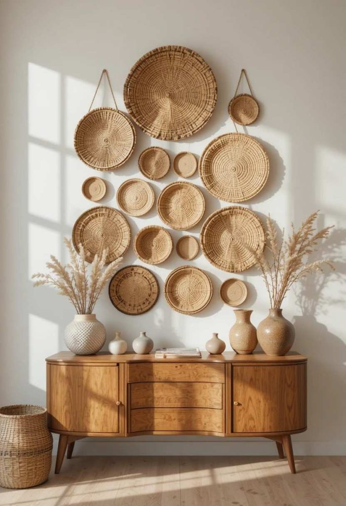 Hang a Cluster of Woven Baskets