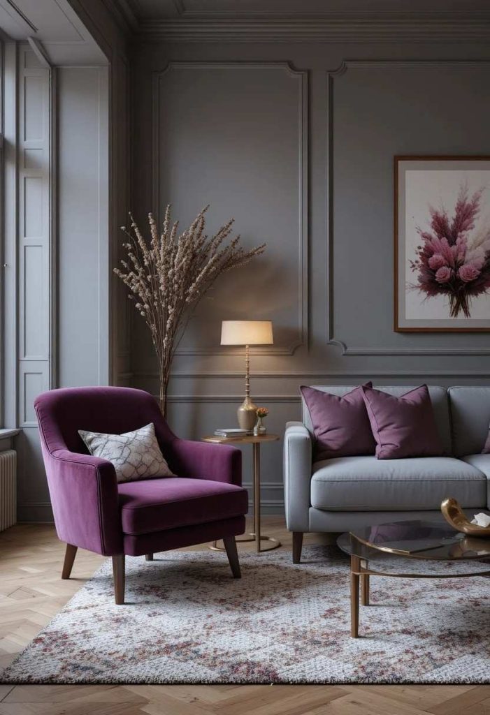 Deep Plum and Soft Gray