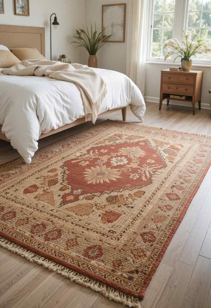 Layer Rugs to Define the Space Without Adding Visual Weight