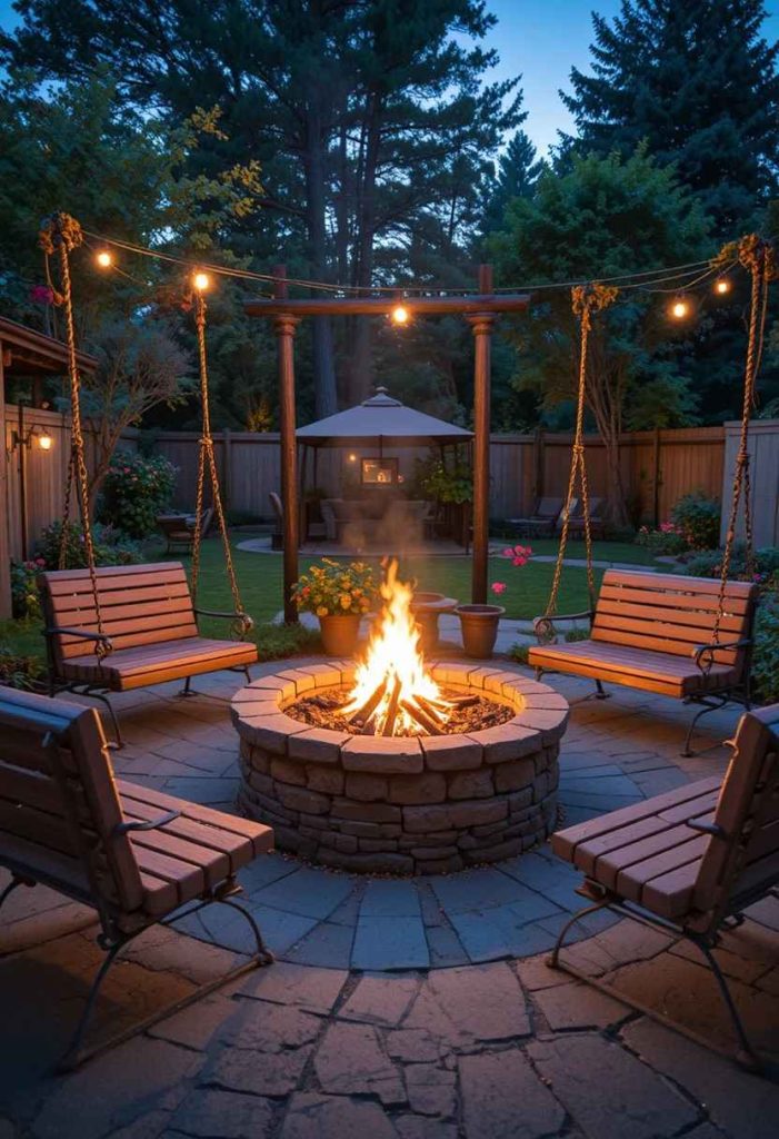 Add a Fire Pit Swing Set