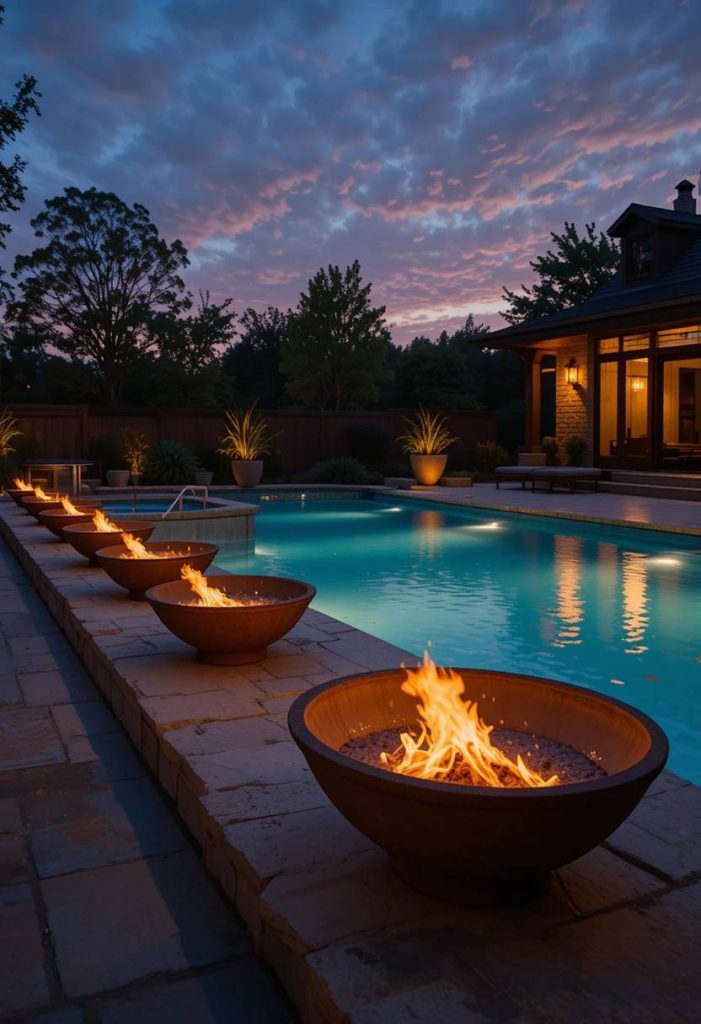 The Pool With Fire Features