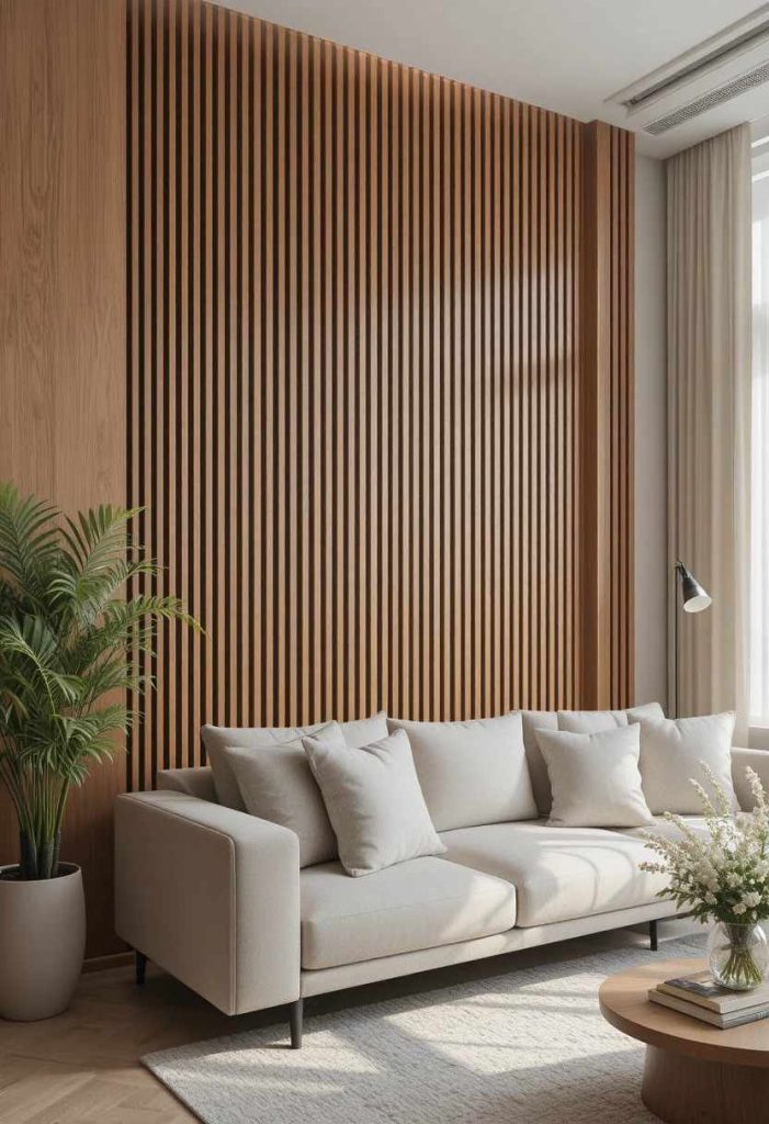 Add Warmth with a Wood Slat Accent