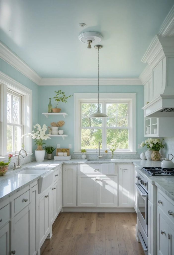 A Pale Blue Painted Ceiling