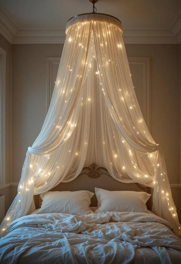Add a Canopy Above the Bed: Enclosure That Creates Spaciousness