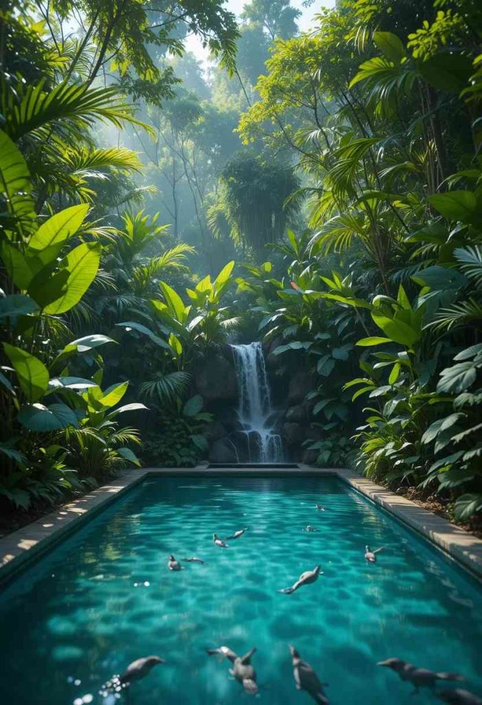 The Pool Surrounded by Greenery