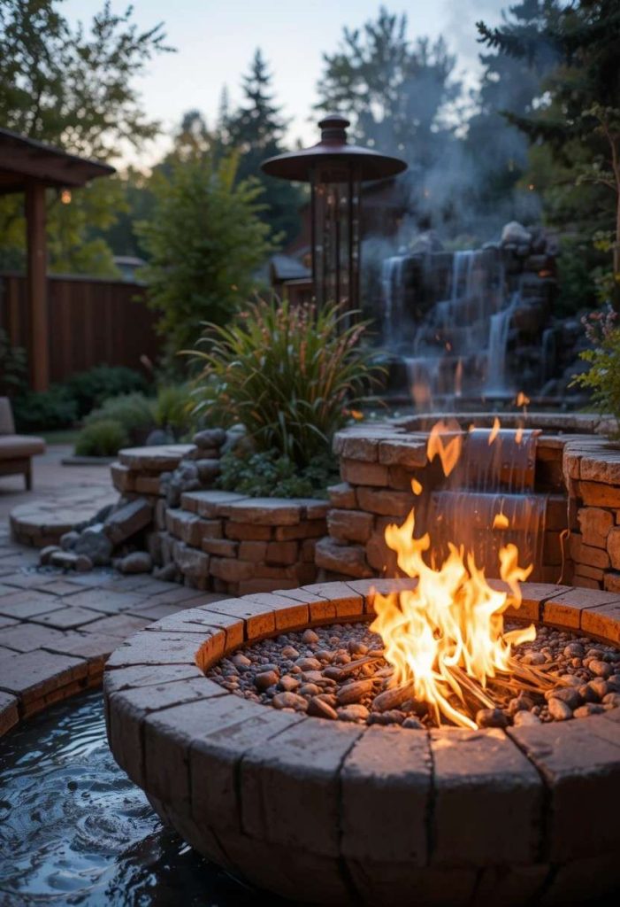 Try a Fire Pit and Water Feature