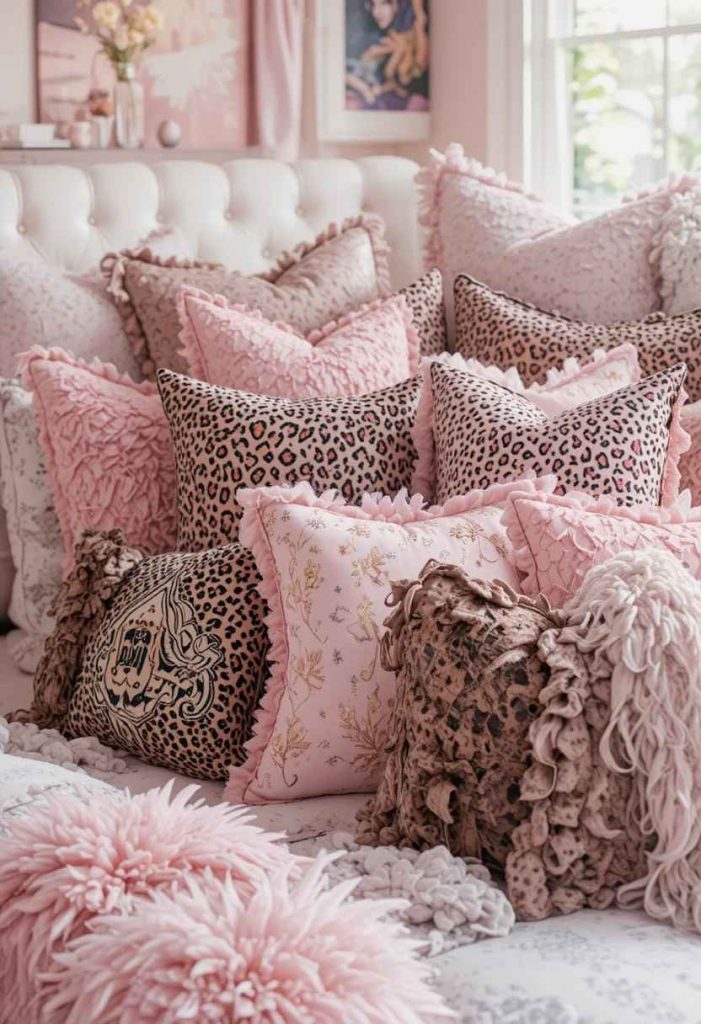 Mix Pink and Cheetah Cushions