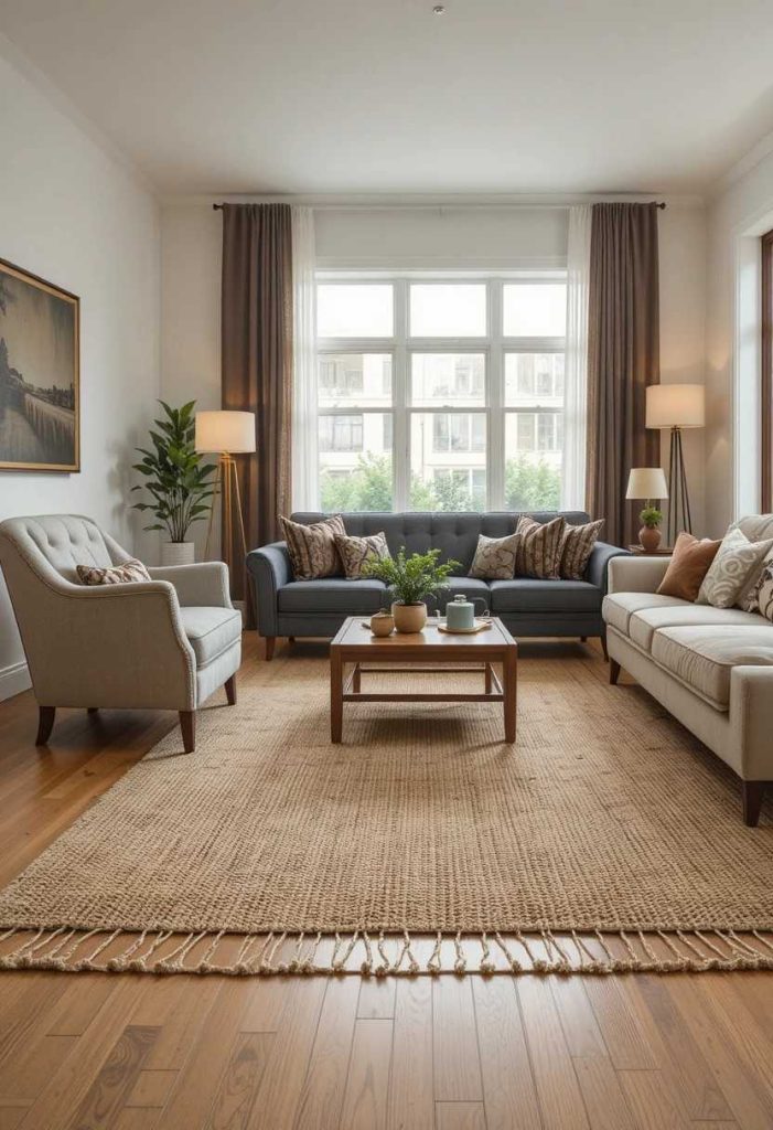 The Large Rug Strategy: Anchoring a Rental Living Room to Feel Like a Home
