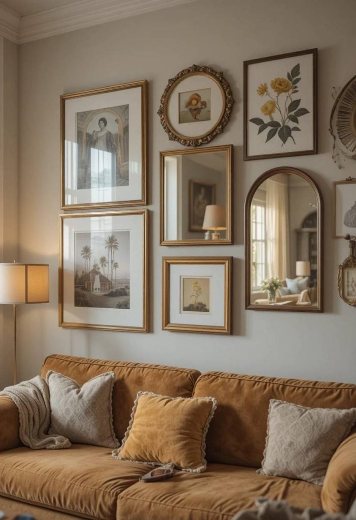 Cozy Mix of Art and Mirrors