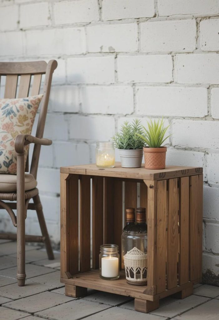 Repurpose Crates as Side Tables