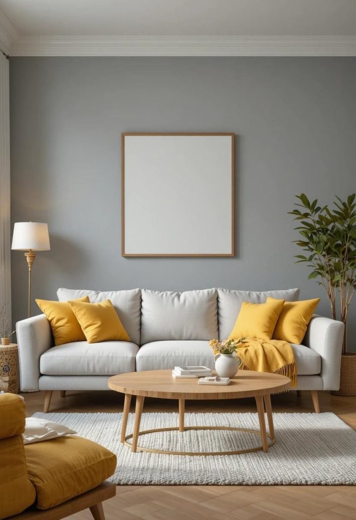Soft Gray and Mustard Yellow