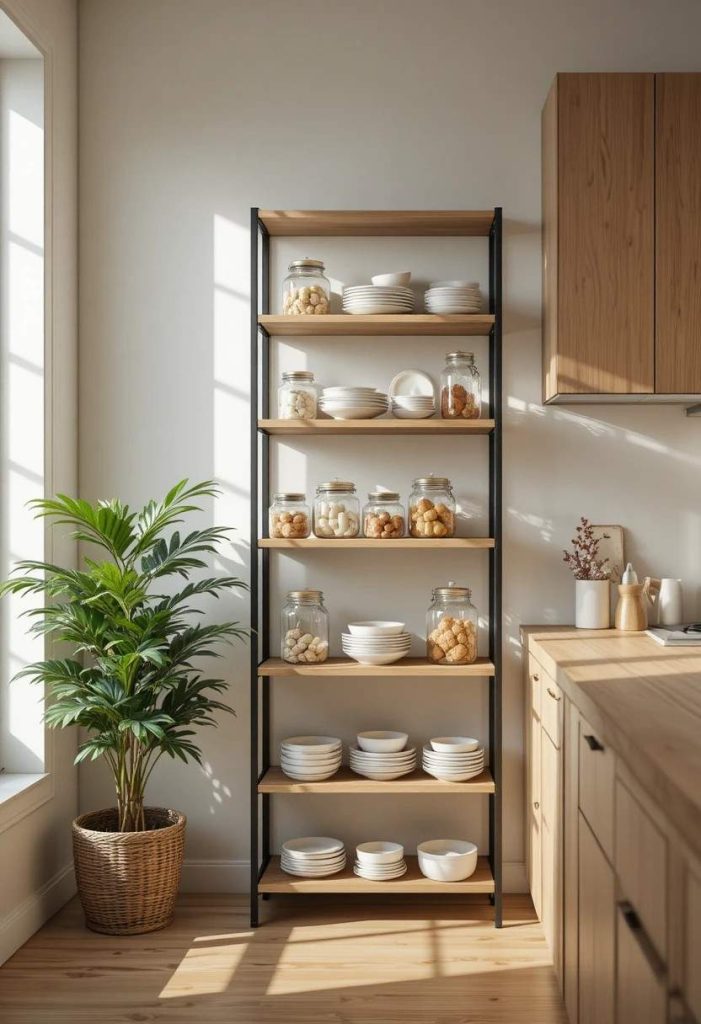 Add Open Shelving With Tension or Freestanding Units