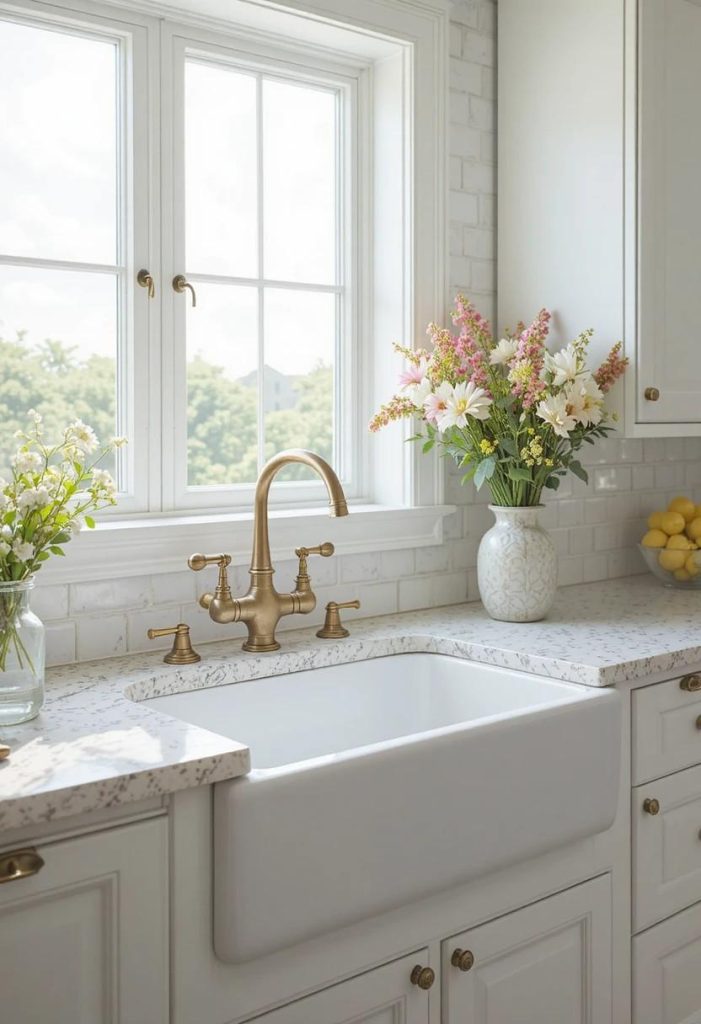 A Farmhouse Apron Sink in White