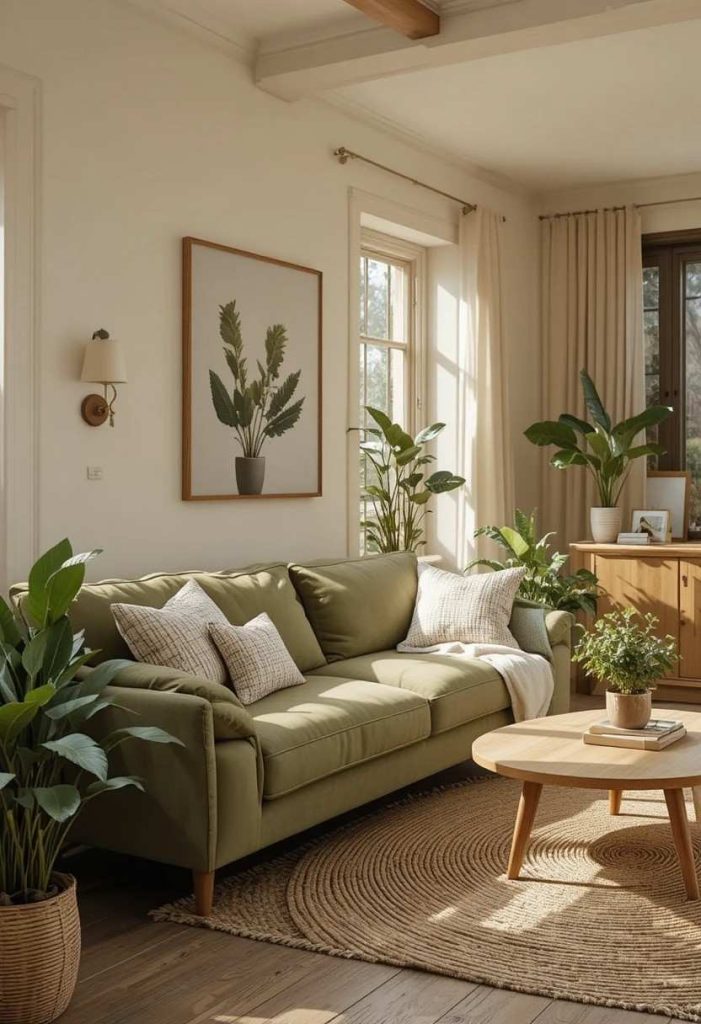 Olive Green and Cream